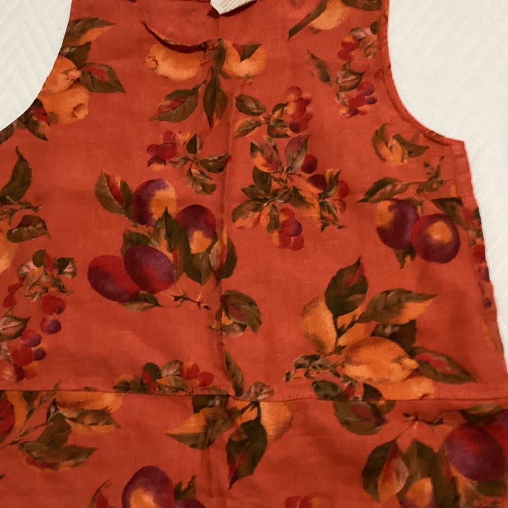 Floral Sleeveless Top - Orange and Green